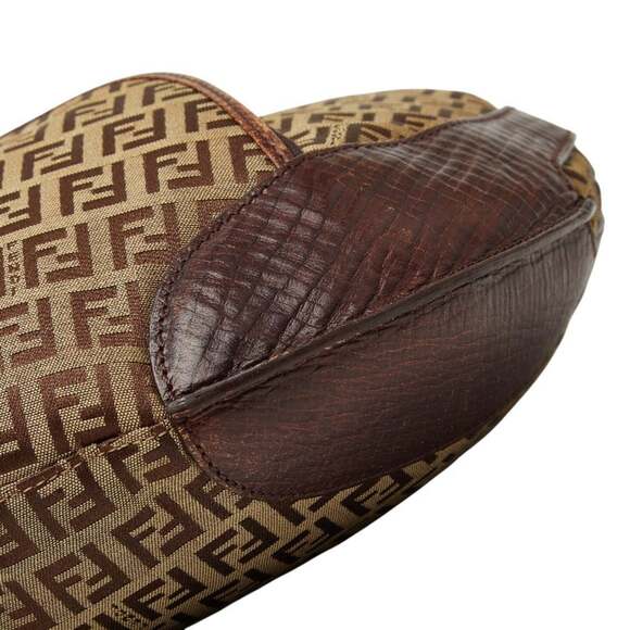 Fendi Zucchino Shoulder Bag 8BR465 Brown Canvas and Leather Women's FENDI - Picture 4 of 12